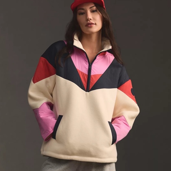 Anthropologie Sweaty Betty Retrograde Color Block Half Zip Jacket US 12 - Picture 1 of 13
